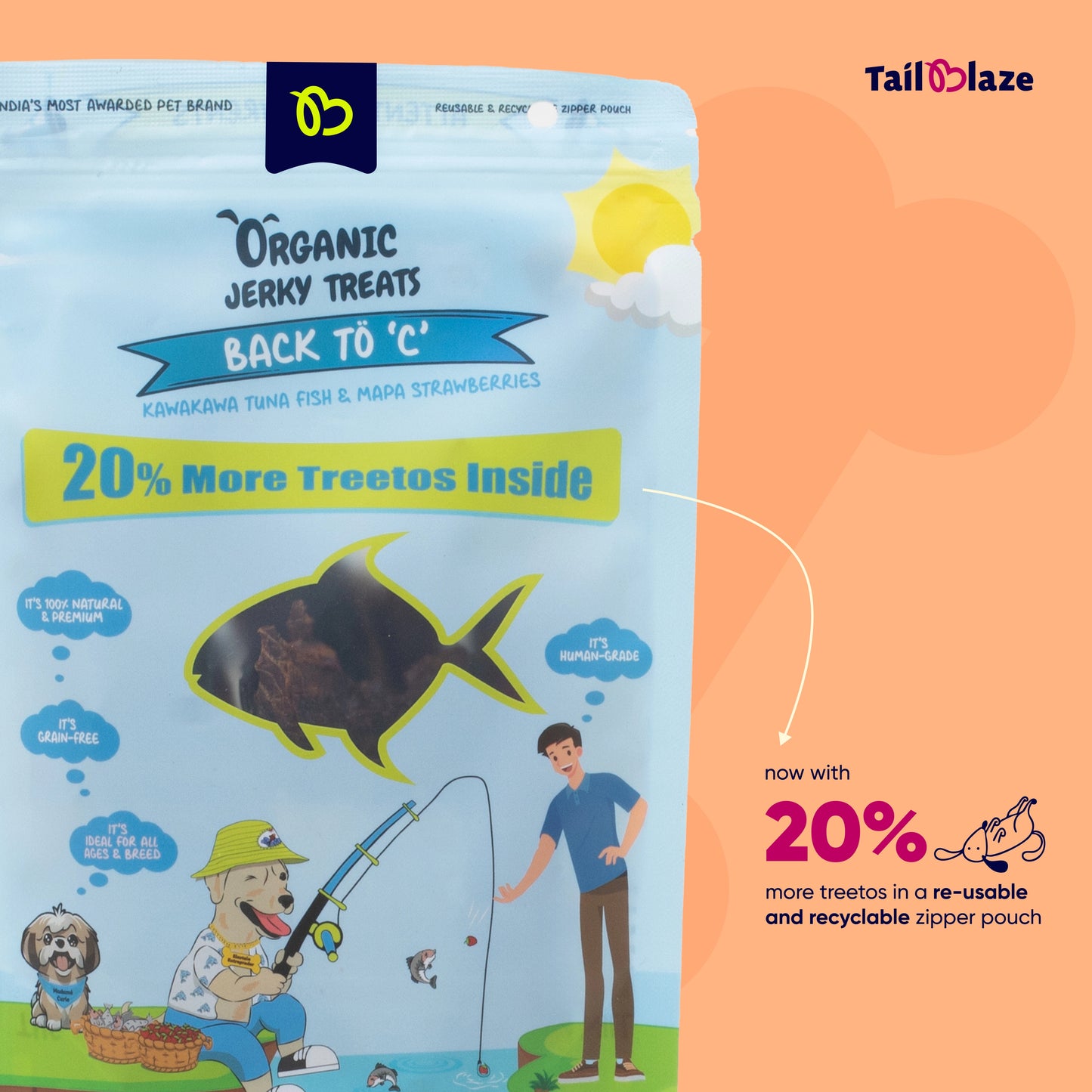 TailBlaze Back to C Sensitive Dog Treats | Hypoallergenic Tuna & Strawberry | Organic Allergy-Friendly Treats