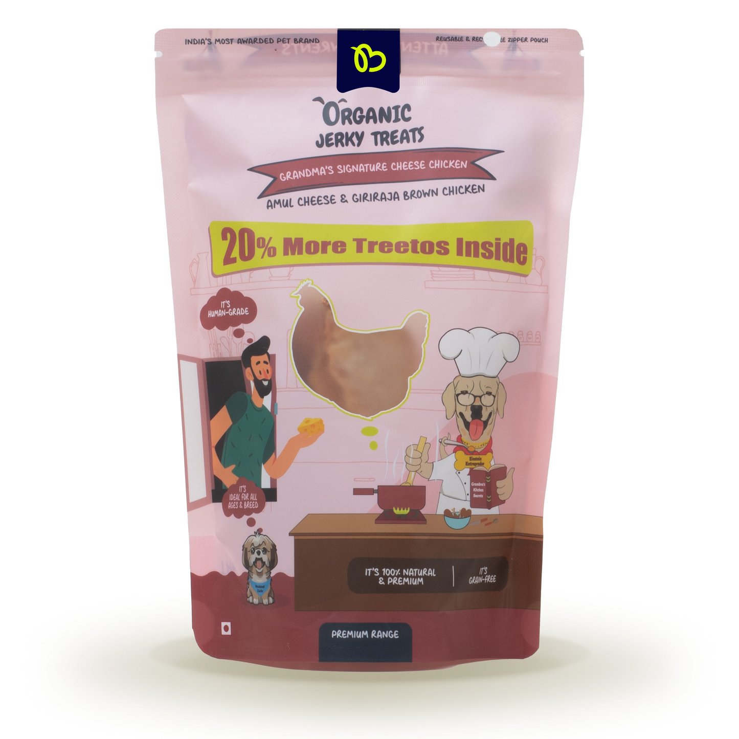 TailBlaze Grandma's Cheese Brain & Muscle Treats | Real Amul Cheese | Organic Smart Dog Treats