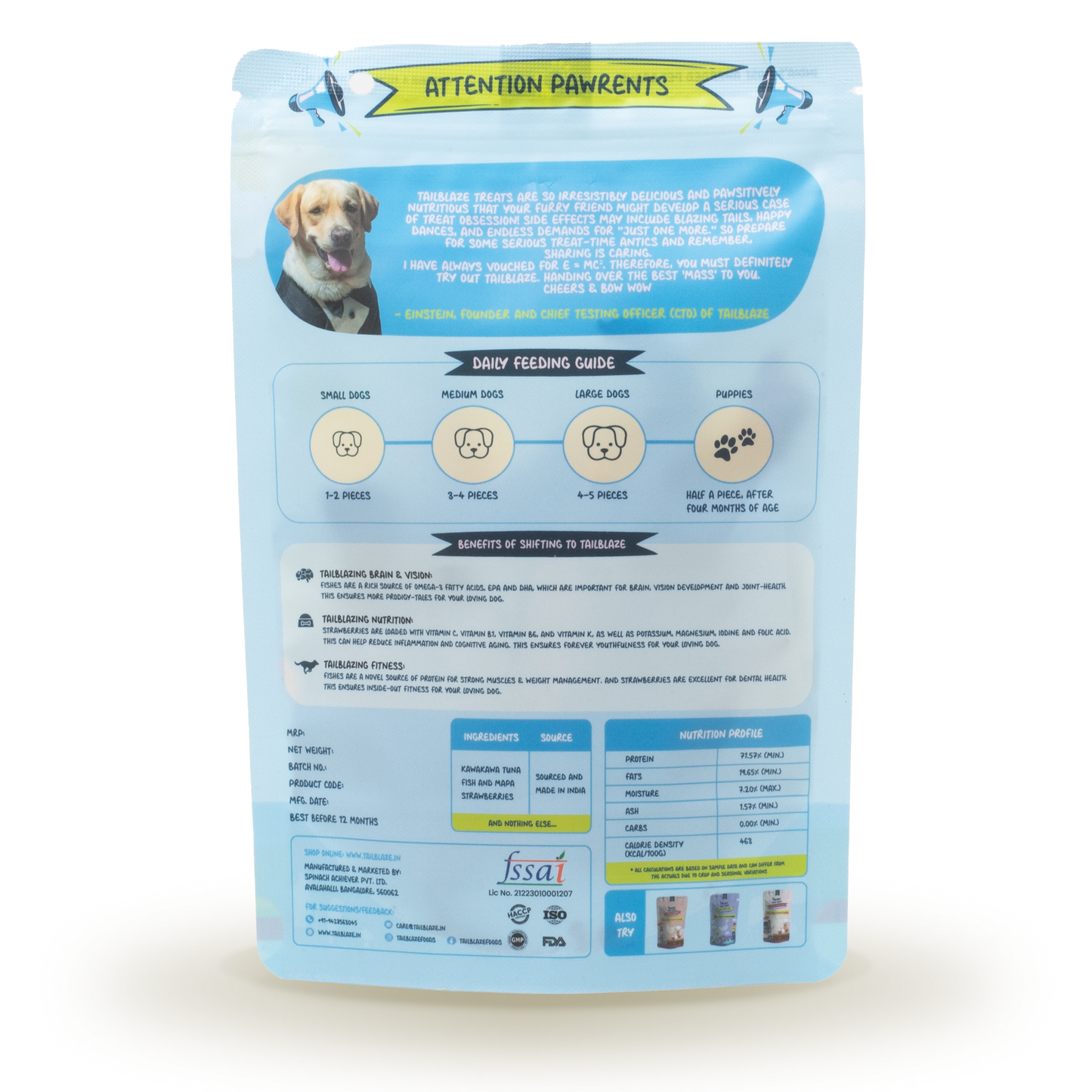 TailBlaze Back to C Sensitive Dog Treats | Hypoallergenic Tuna & Strawberry | Organic Allergy-Friendly Treats