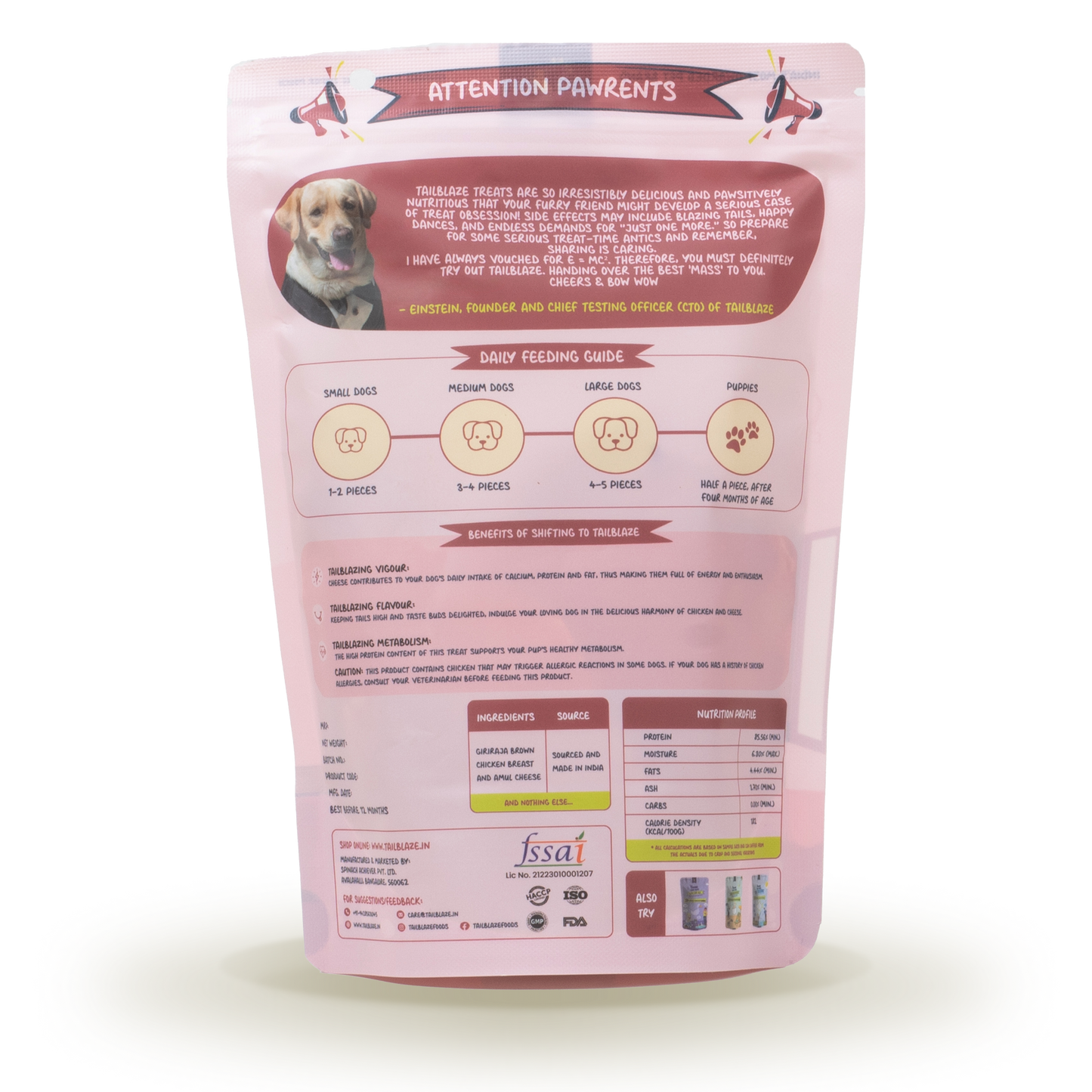 TailBlaze Grandma's Cheese Brain & Muscle Treats | Real Amul Cheese | Organic Smart Dog Treats