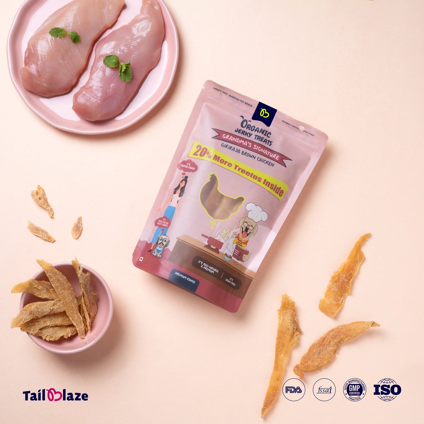 TailBlaze Grandma's Signature Muscle Treats | 100% Organic Chicken | Premium Protein Dog Treats