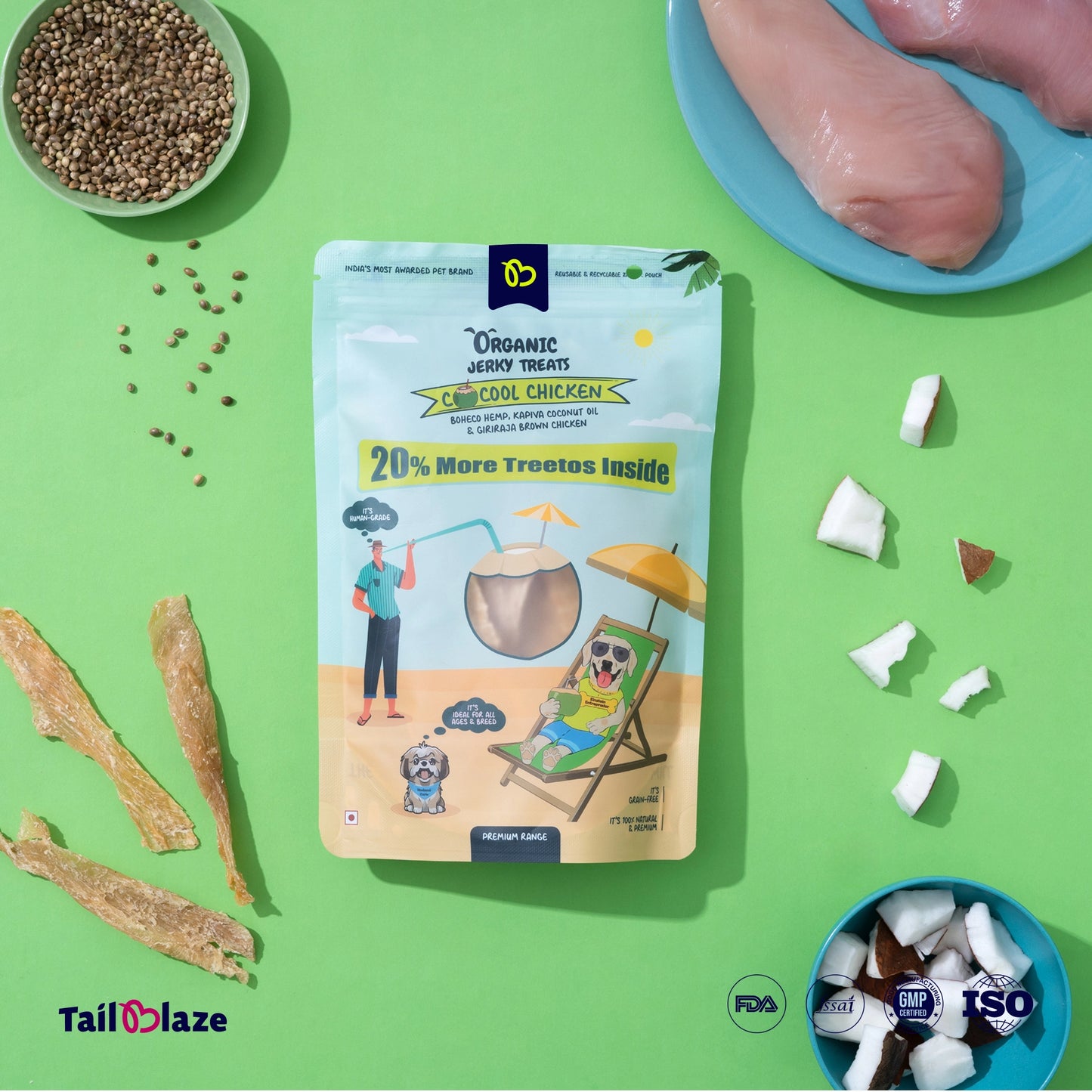 TailBlaze Cocool Calming & Skin Care Treats | Anti-Anxiety & Coat Health | Organic Dog Treats