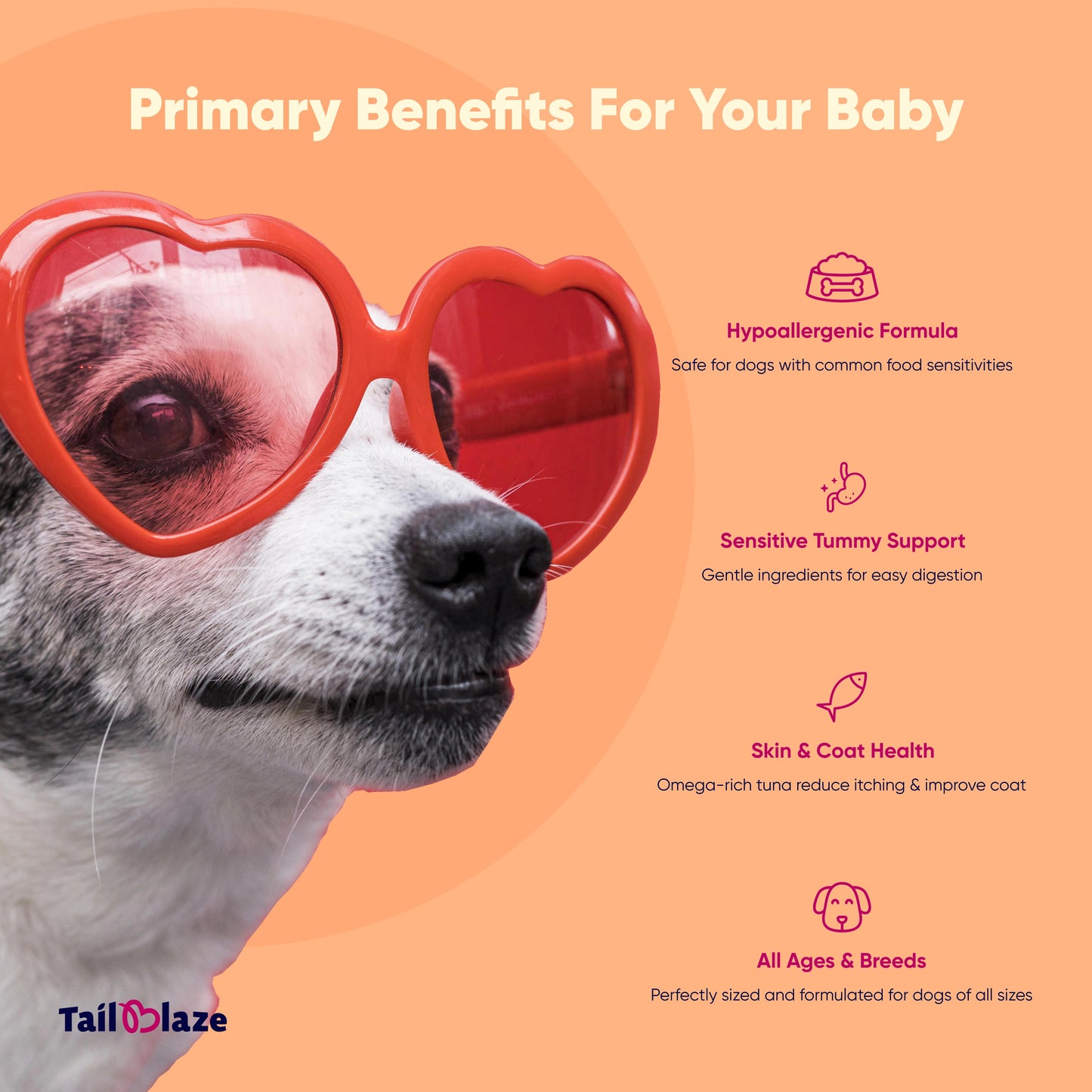 TailBlaze Back to C Sensitive Dog Treats | Hypoallergenic Tuna & Strawberry | Organic Allergy-Friendly Treats