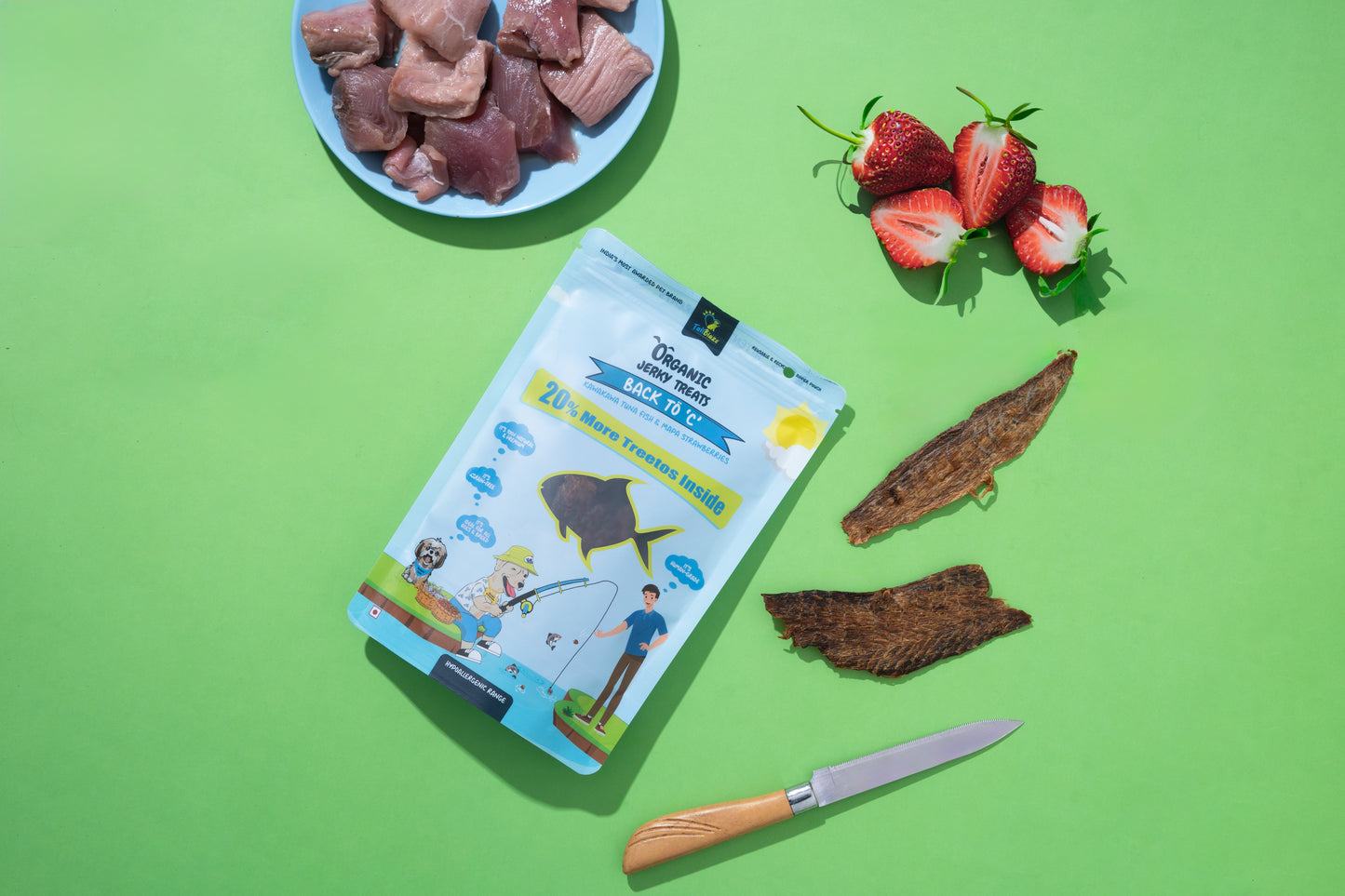 TailBlaze Back to 'C' Dog Treats: Strawberries & Fish Jerky Treats for Dogs