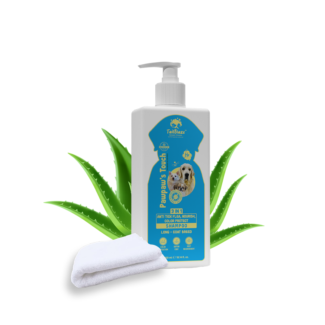Groom Vroom 3 in 1 Nourish, Anti Tick Flea, Color Protect Dog Shampoo 300 ml | With Free TailBlaze Towel - Premium  from TailBlaze - Just Rs. 319! Shop now at TailBlaze