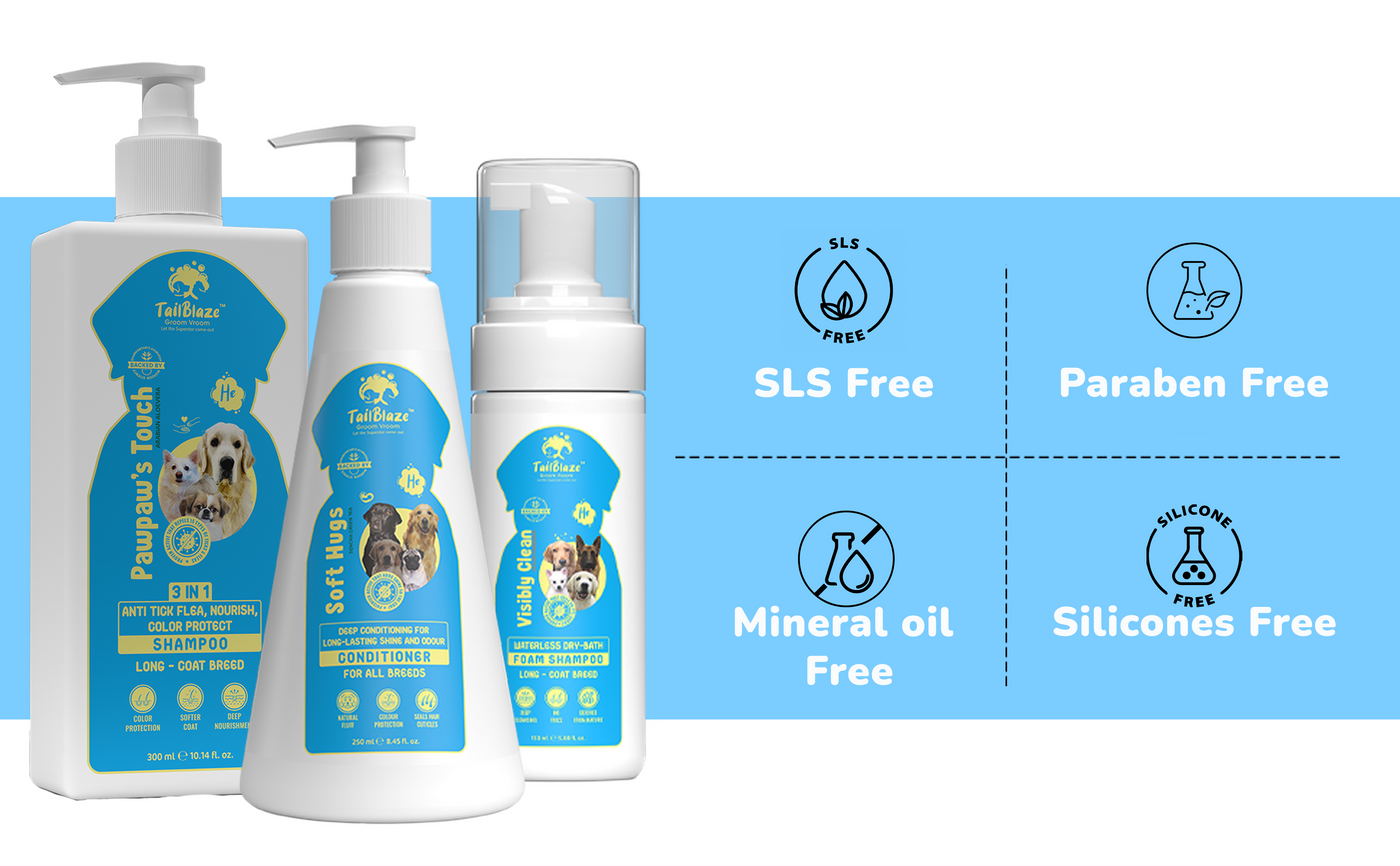 Groom Vroom Pet Pawlor Kit for Dogs | All in 1 Kit with Shampoo, Conditioner, Waterless Dry-Bath Foam Shampoo, 2 in 1 Hair Dryer worth Rs. 949 | With Free Dog Comb, Towel & Surprise Toy inside - Premium  from TailBlaze - Just Rs. 1996! Shop now at TailBlaze