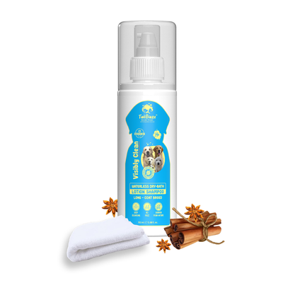 Groom Vroom Visibly Clean World's 1st Waterless Dry-Bath Lotion Dog Shampoo 150 ml | With Free TailBlaze Towel - Premium  from TailBlaze - Just Rs. 269! Shop now at TailBlaze