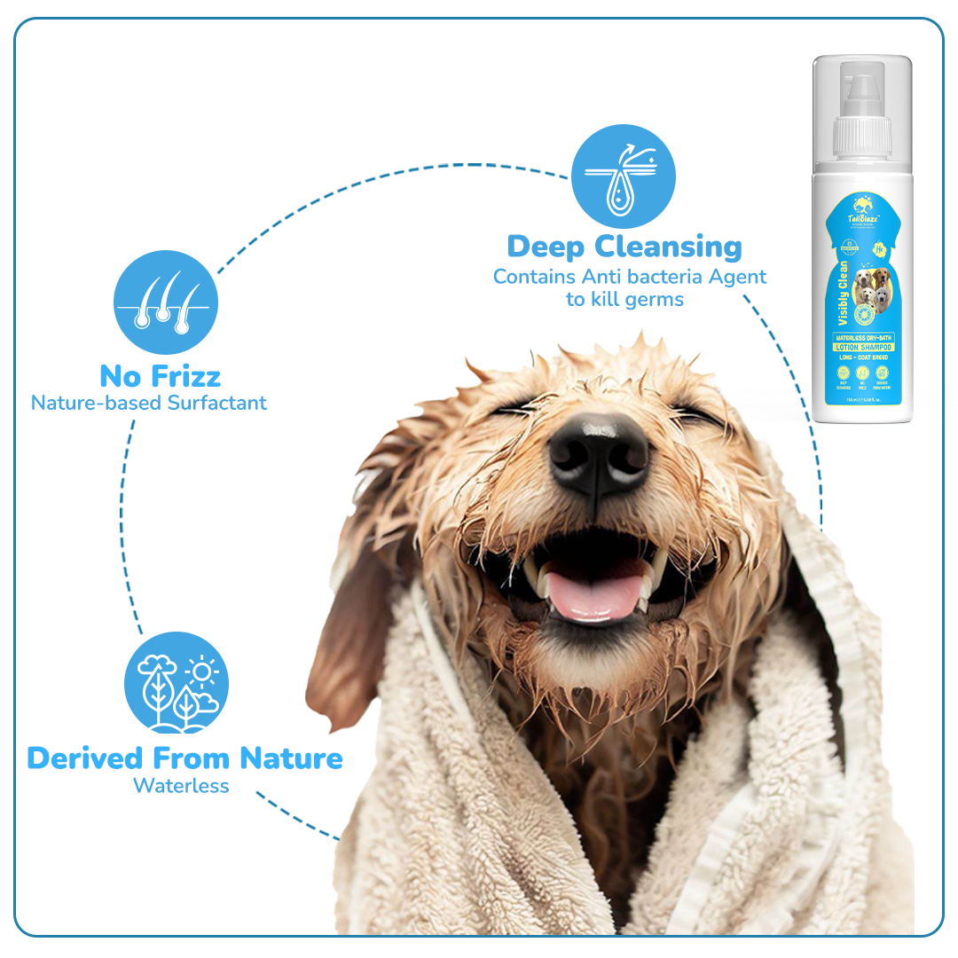 Groom Vroom Visibly Clean World's 1st Waterless Dry-Bath Lotion Dog Shampoo 150 ml | With Free TailBlaze Towel - Premium  from TailBlaze - Just Rs. 269! Shop now at TailBlaze